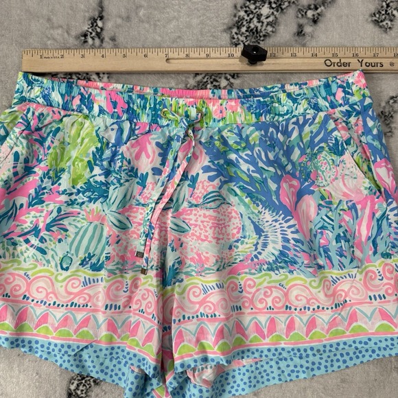Lily Pulitzer Katia Shorts Womens Size L Multicolor Coral Fish Print Pull On - Picture 3 of 11